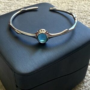 Sterling Silver Blue Stone Cuff Bracelet